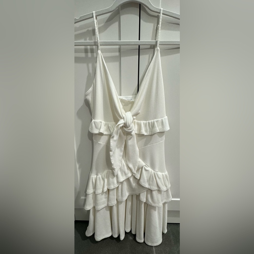Boutique Peach Love California White Dress Tie Front Med